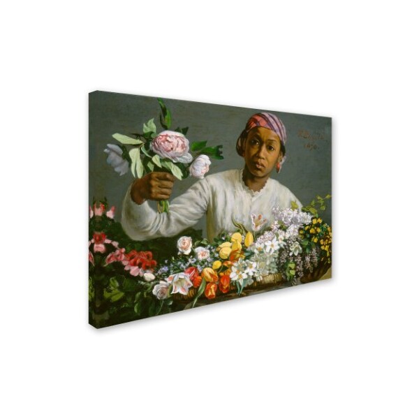 Jean Frederic Bazille 'Young Woman With Peonies' Canvas Art,24x32